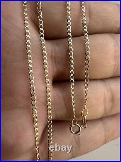 9ct Yellow Gold Curb Link Chain 2mm Solid Necklace 16 18 20 22 24