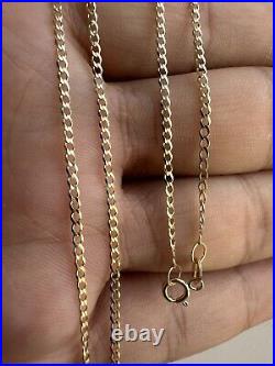 9ct Yellow Gold Curb Link Chain 2mm Solid Necklace 16 18 20 22 24