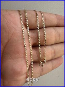 9ct Yellow Gold Curb Link Chain 2mm Solid Necklace 16 18 20 22 24