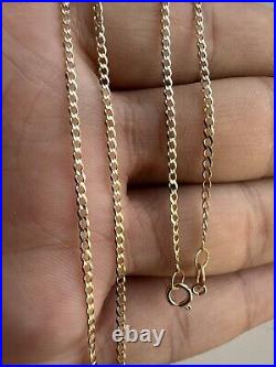 9ct Yellow Gold Curb Link Chain 2mm Solid Necklace 16 18 20 22 24