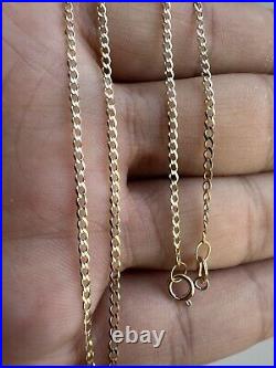 9ct Yellow Gold Curb Link Chain 2mm Solid Necklace 16 18 20 22 24