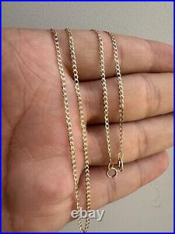 9ct Yellow Gold Curb Link Chain 2mm Solid Necklace 16 18 20 22 24