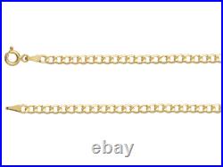 9ct Yellow Gold Diamond Cut Flat Hollow Curb Chain 16/40cm-20/50cm Hallmarked