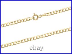 9ct Yellow Gold Diamond Cut Flat Hollow Curb Chain 16/40cm-20/50cm Hallmarked