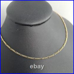 9ct Yellow Gold Figaro 16 Chain Necklace 3.14g Hallmarked 375 9k U67b