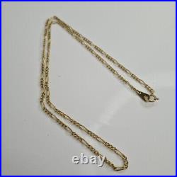 9ct Yellow Gold Figaro 16 Chain Necklace 3.14g Hallmarked 375 9k U67b