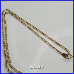 9ct Yellow Gold Figaro 16 Chain Necklace 3.14g Hallmarked 375 9k U67b