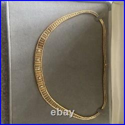 9ct Yellow Gold Herringbone Diamond Collar Chain Necklace Unique Solid 40 Grams