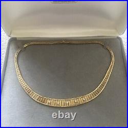 9ct Yellow Gold Herringbone Diamond Collar Chain Necklace Unique Solid 40 Grams
