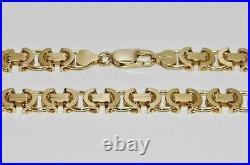 9ct Yellow Gold On Silver 26 Inch Flat Byzantine Link Chain Mens / Ladies