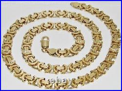 9ct Yellow Gold On Silver 26 Inch Flat Byzantine Link Chain Mens / Ladies
