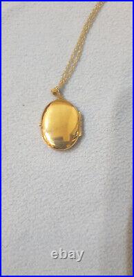 9ct Yellow Gold Oval Floral Picture Locket 18 Fine Chain weight 4.5 Grams