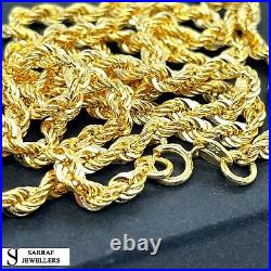 9ct Yellow Gold Rope Chain 3.5mm Wide Necklace ALL SIZE Hallmarked Brand New
