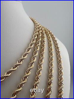 9ct Yellow Gold Rope Chain 4.5mm Wide 16 18 20 22 24 28 30 Boxed