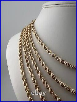 9ct Yellow Gold Rope Chain 4.5mm Wide 16 18 20 22 24 28 30 Boxed