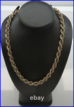 9ct Yellow Gold Rope Chain Heavy Necklace 20 Inch (50cm) Hallmarked 23.3 Grams