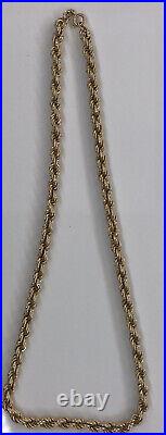 9ct Yellow Gold Rope Chain Heavy Necklace 20 Inch (50cm) Hallmarked 23.3 Grams