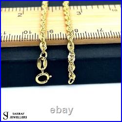 9ct Yellow Gold Rope Chain Necklace Genuine Men's Ladies 3MM Hallmark ALL SIZES