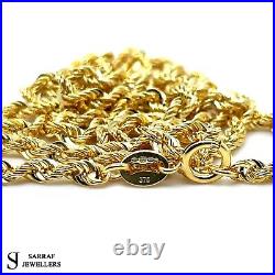 9ct Yellow Gold Rope Chain Necklace Genuine Men's Ladies 3MM Hallmark ALL SIZES