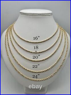 9ct Yellow Gold Semi Solid Italian Made Rope Chain 2.7mm 16 18 20 22 24
