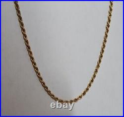 9ct Yellow Gold Solid Rope Chain, 20 Inches
