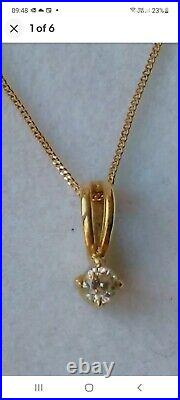 9ct Yellow Gold Solitaire Diamond thin Necklace chain