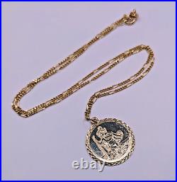 9ct Yellow Gold St Christopher Pendant & Chain 14 2.9g OBA140