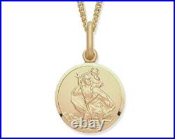 9ct Yellow Gold St Christopher Pendant / Necklace + 18 inch Chain 20mm x 12mm