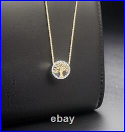 9ct Yellow Gold Tree of Life Cubic Zirconia Necklace 16 & 18