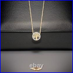 9ct Yellow Gold Tree of Life Cubic Zirconia Necklace 16 & 18