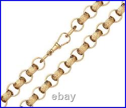 9ct Yellow Gold on Silver 24 inch Heavy Belcher Chain 11mm Patterned Links