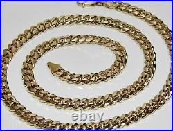 9ct Yellow Gold on Silver Heavy CUBAN Chain 18 20 22 24 26 30 inch SOLID