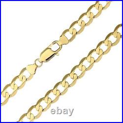 9ct Yellow Gold on Silver Solid CURB Chain 6.5MM 16 18 20 22 24 26 30 inch