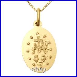 9ct gold Miraculous Mary Madonna medal pendant necklace with 18 inch gold chain