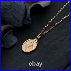 9ct gold Miraculous Mary Madonna medal pendant necklace with 18 inch gold chain