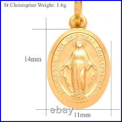 9ct gold Miraculous Mary Madonna medal pendant necklace with 18 inch gold chain