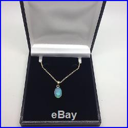 9ct gold Natural opal Oval pendant, new, actual one, gift boxed, 16 chain
