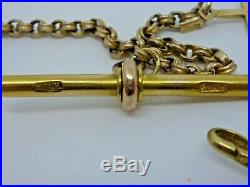 9ct gold Pocket watch Albert chain with T Bar, swivel & cross pendant