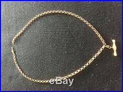 9ct gold belcher chain with t bar 18 inch, is in excellent condition