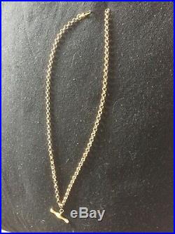 9ct gold belcher chain with t bar 18 inch, is in excellent condition