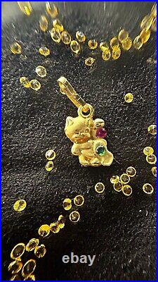 9ct gold cat pendant With Stones And 9ct Gold 18 Chain