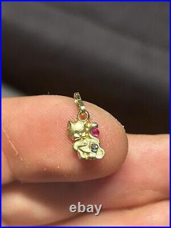 9ct gold cat pendant With Stones And 9ct Gold 18 Chain