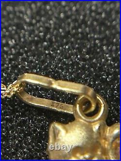 9ct gold cat pendant With Stones And 9ct Gold 18 Chain