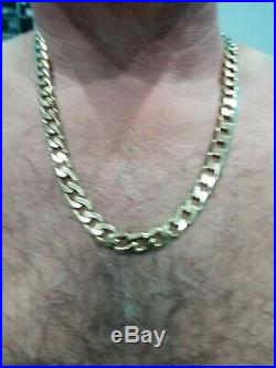 9ct gold chain 24 inch solid curb 91 gram. 3.2 ounce