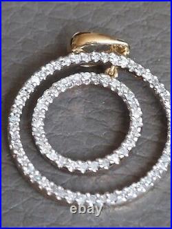 9ct gold diamond pendant + 9ct white gold curb chain