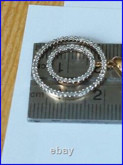 9ct gold diamond pendant + 9ct white gold curb chain