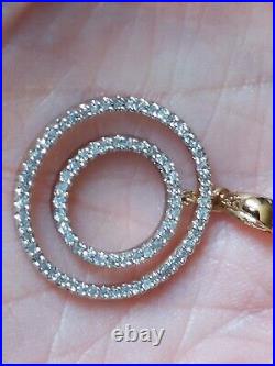 9ct gold diamond pendant + 9ct white gold curb chain