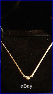 9ct gold diamond solitaire snake chain