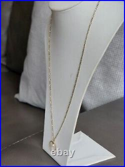 9ct gold pearl heart pendant and 22 curb chain