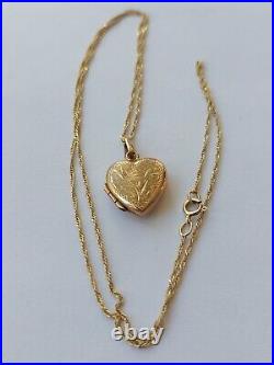 9ct gold photo locket and 18 rope chain hallmarked. 375